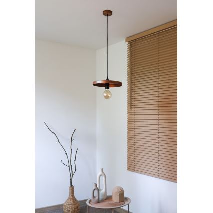 Duolla - Luster na lanku IRONLINE 1xE27/15W/230V pr. 30 cm medená/čierna