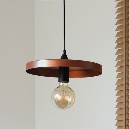 Duolla - Luster na lanku IRONLINE 1xE27/15W/230V pr. 30 cm medená/čierna