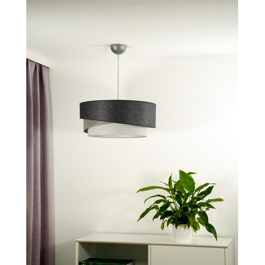 Duolla - Luster na lanku KOBO 1xE27/15W/230V pr. 45 cm antracit/šedá/biela