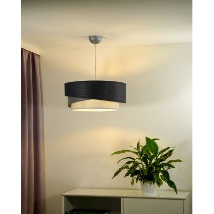 Duolla - Luster na lanku KOBO 1xE27/15W/230V pr. 45 cm antracit/šedá/biela