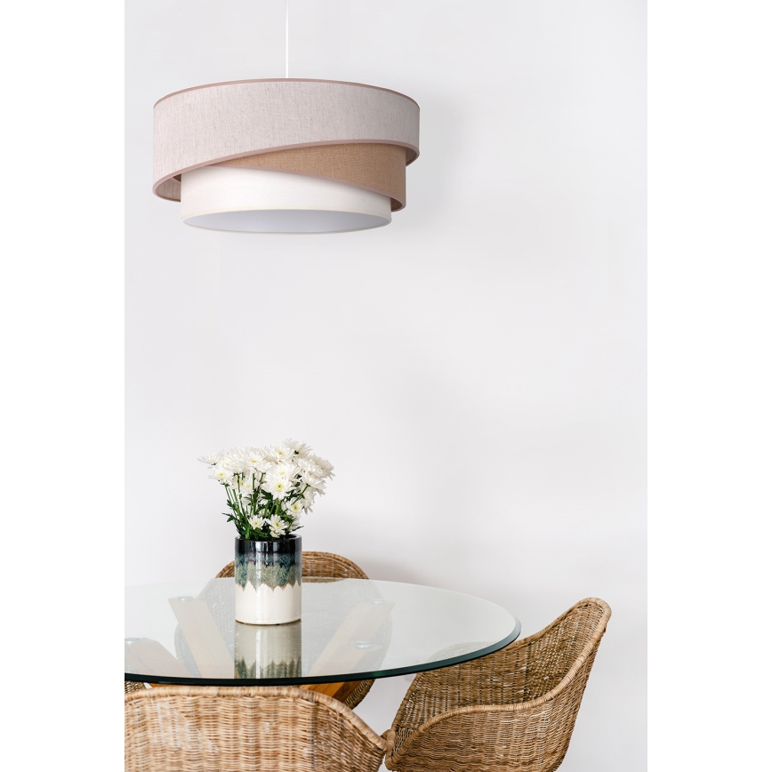 Duolla - Luster na lanku KOBO 1xE27/15W/230V pr. 45 cm béžová/hnedá/biela