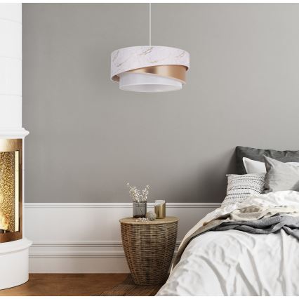 Duolla - Luster na lanku KOBO 1xE27/15W/230V pr. 45 cm biela/rosegold