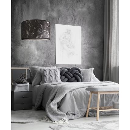 Duolla - Luster na lanku MARBLE 1xE27/40W/230V pr. 45 cm čierna/biela