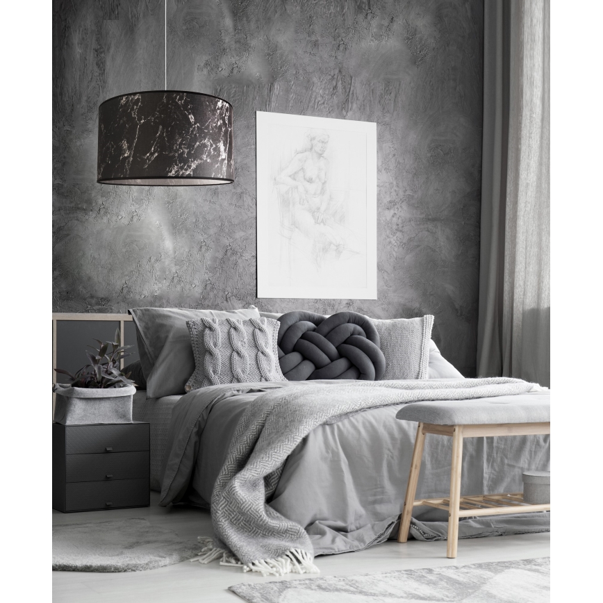 Duolla - Luster na lanku MARBLE 1xE27/40W/230V pr. 45 cm čierna/biela