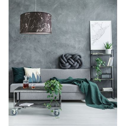 Duolla - Luster na lanku MARBLE 1xE27/40W/230V pr. 45 cm čierna/biela