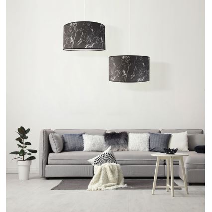 Duolla - Luster na lanku MARBLE 1xE27/40W/230V pr. 45 cm čierna/biela