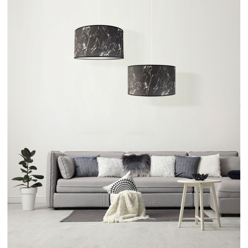 Duolla - Luster na lanku MARBLE 1xE27/40W/230V pr. 45 cm čierna/biela