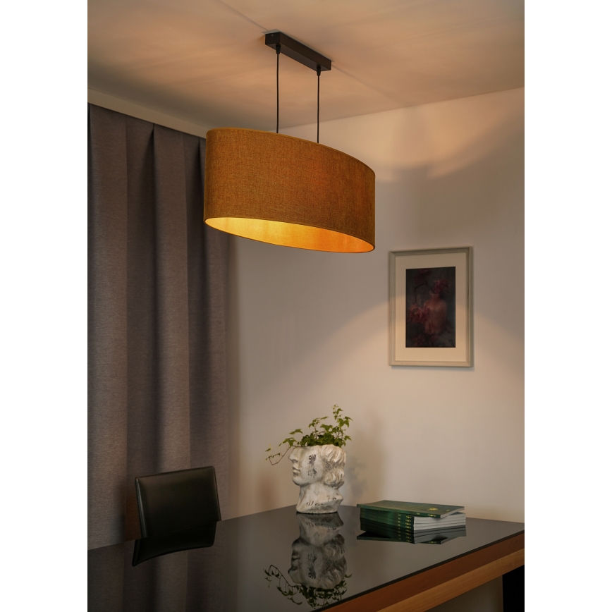Duolla - Luster na lanku OVAL 2xE27/15W/230V hnedá