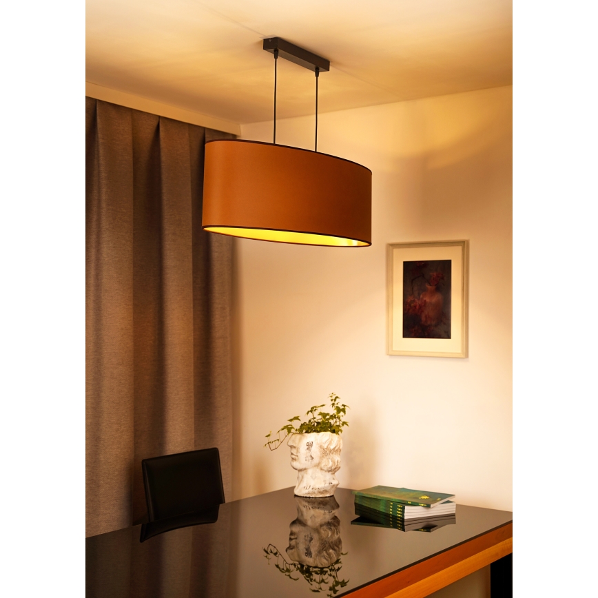 Duolla - Luster na lanku OVAL VEGAN 2xE27/15W/230V hnedá