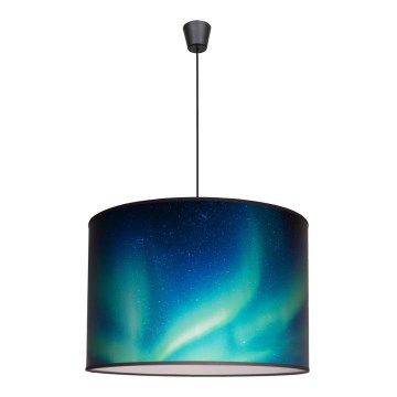 Duolla - Luster na lanku PRINT L 1xE27/40W/230V pr. 45 cm čierna/tyrkysová
