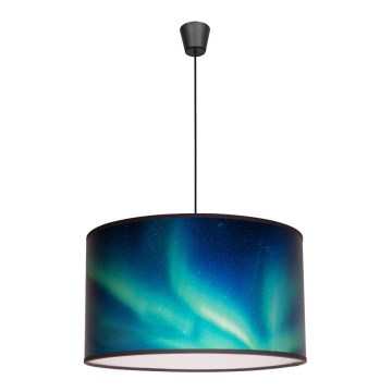 Duolla - Luster na lanku PRINT M 1xE27/40W/230V pr. 35 cm tyrkysová
