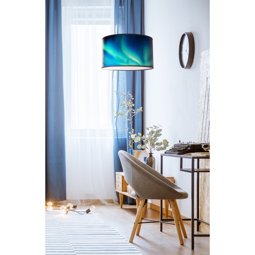 Duolla - Luster na lanku PRINT M 1xE27/40W/230V pr. 35 cm tyrkysová