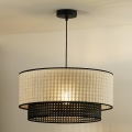 Duolla - Luster na lanku RATTAN YUTE 1xE27/15W/230V pr. 45 cm krémová/čierna