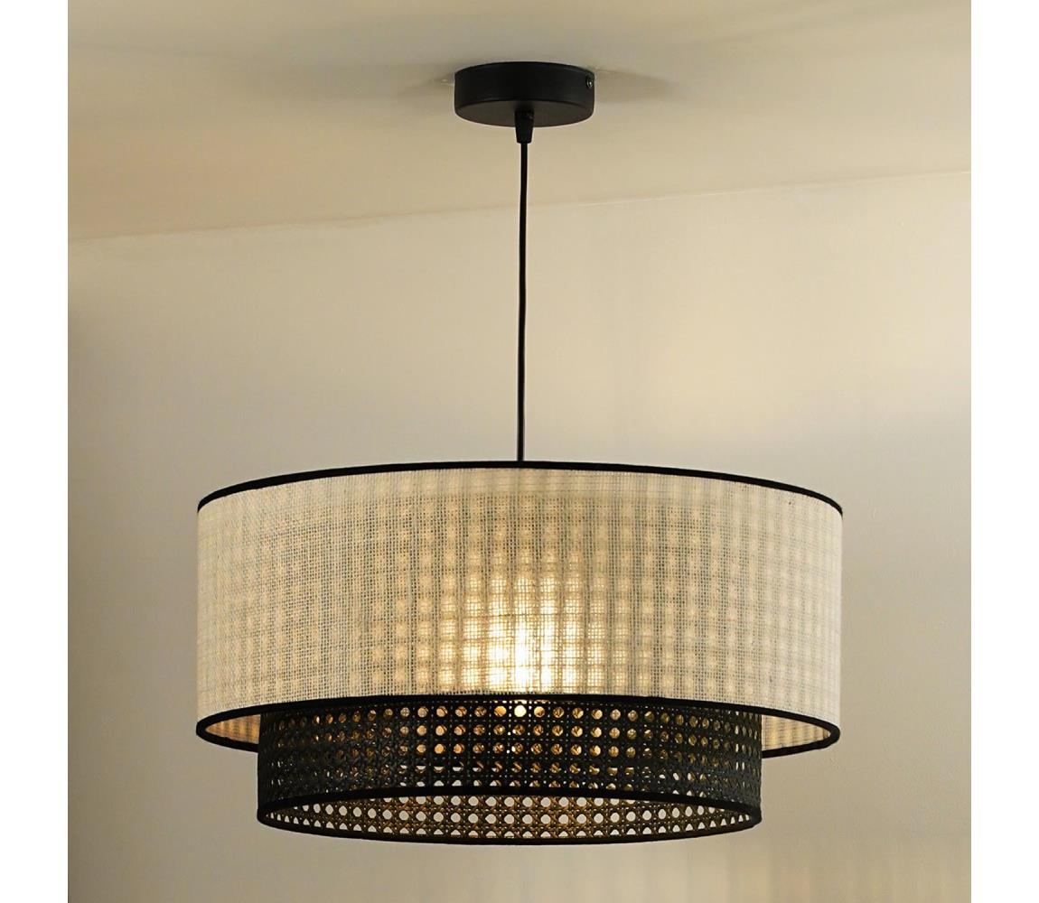 - Luster na lanku RATTAN YUTE 1xE27/15W/230V pr. 45 cm krémová/čierna