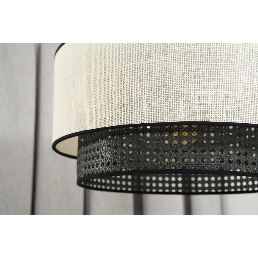 Duolla - Luster na lanku RATTAN YUTE 1xE27/15W/230V pr. 45 cm krémová/čierna