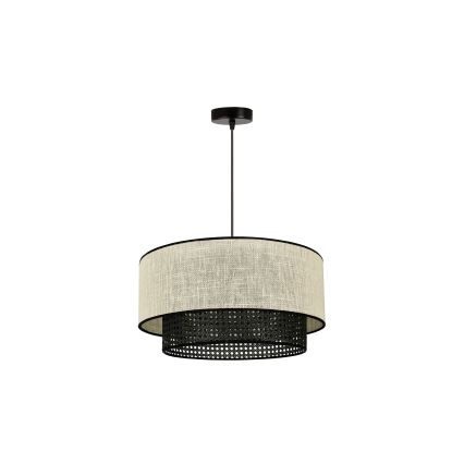 Duolla - Luster na lanku RATTAN YUTE 1xE27/15W/230V pr. 45 cm krémová/čierna