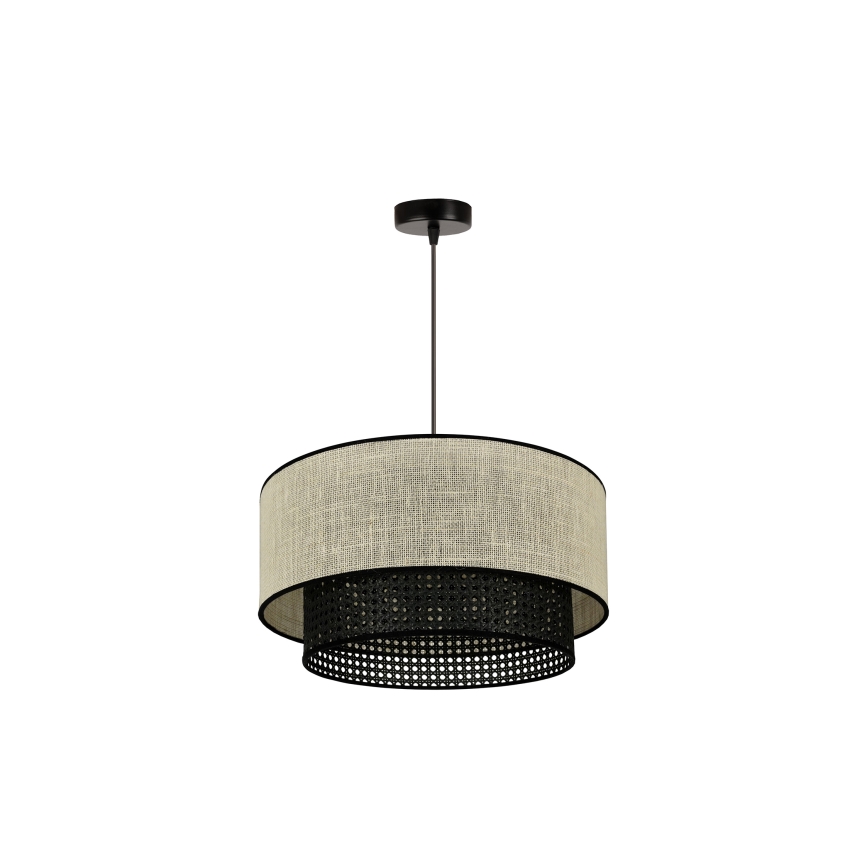 Duolla - Luster na lanku RATTAN YUTE 1xE27/15W/230V pr. 45 cm krémová/čierna