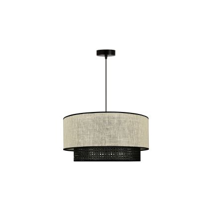Duolla - Luster na lanku RATTAN YUTE 1xE27/15W/230V pr. 45 cm krémová/čierna