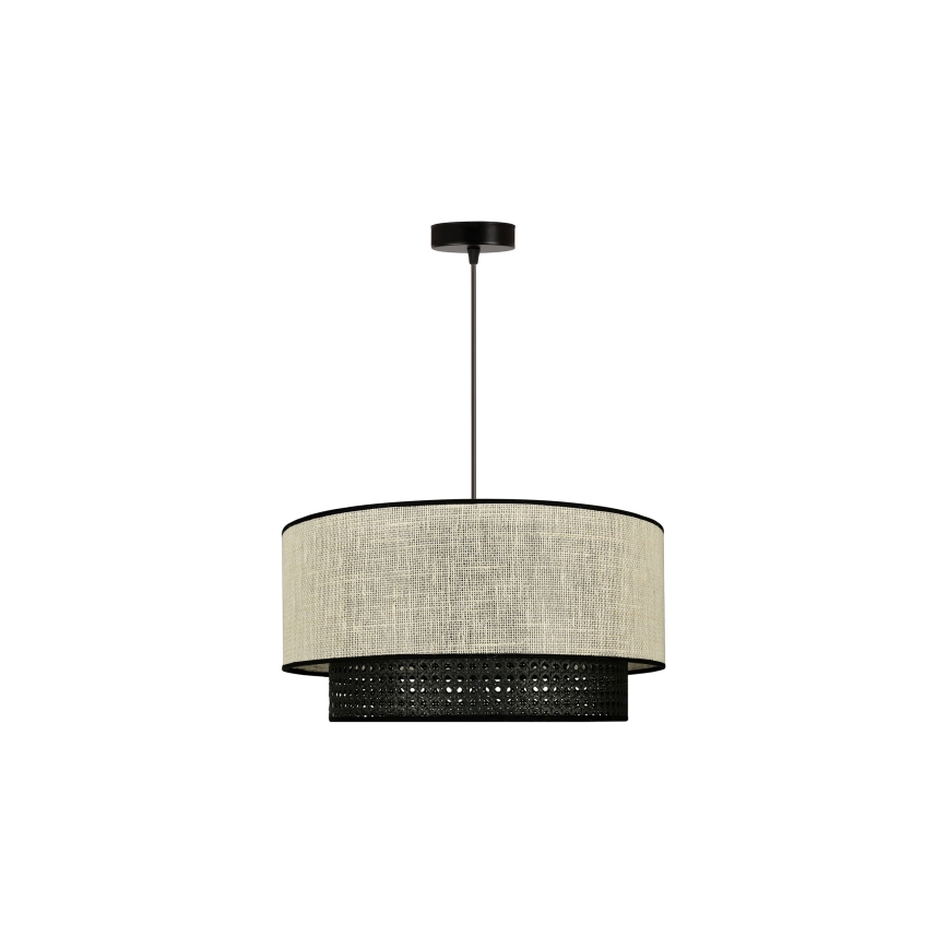 Duolla - Luster na lanku RATTAN YUTE 1xE27/15W/230V pr. 45 cm krémová/čierna