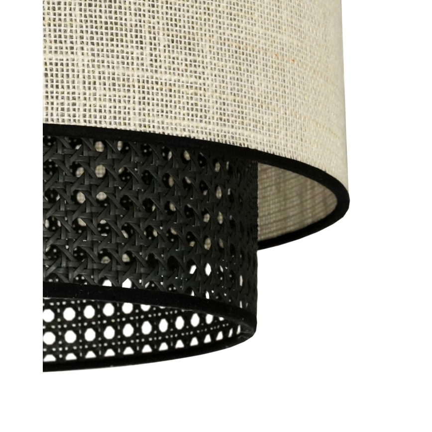 Duolla - Luster na lanku RATTAN YUTE 1xE27/15W/230V pr. 45 cm krémová/čierna