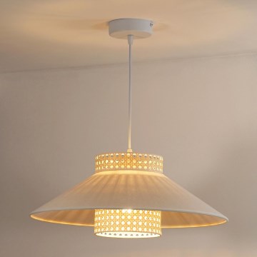 Duolla - Luster na lanku RIO RATTAN 1xE27/15W/230V pr. 45 cm béžová/ratan