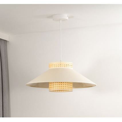 Duolla - Luster na lanku RIO RATTAN 1xE27/15W/230V pr. 45 cm béžová/ratan