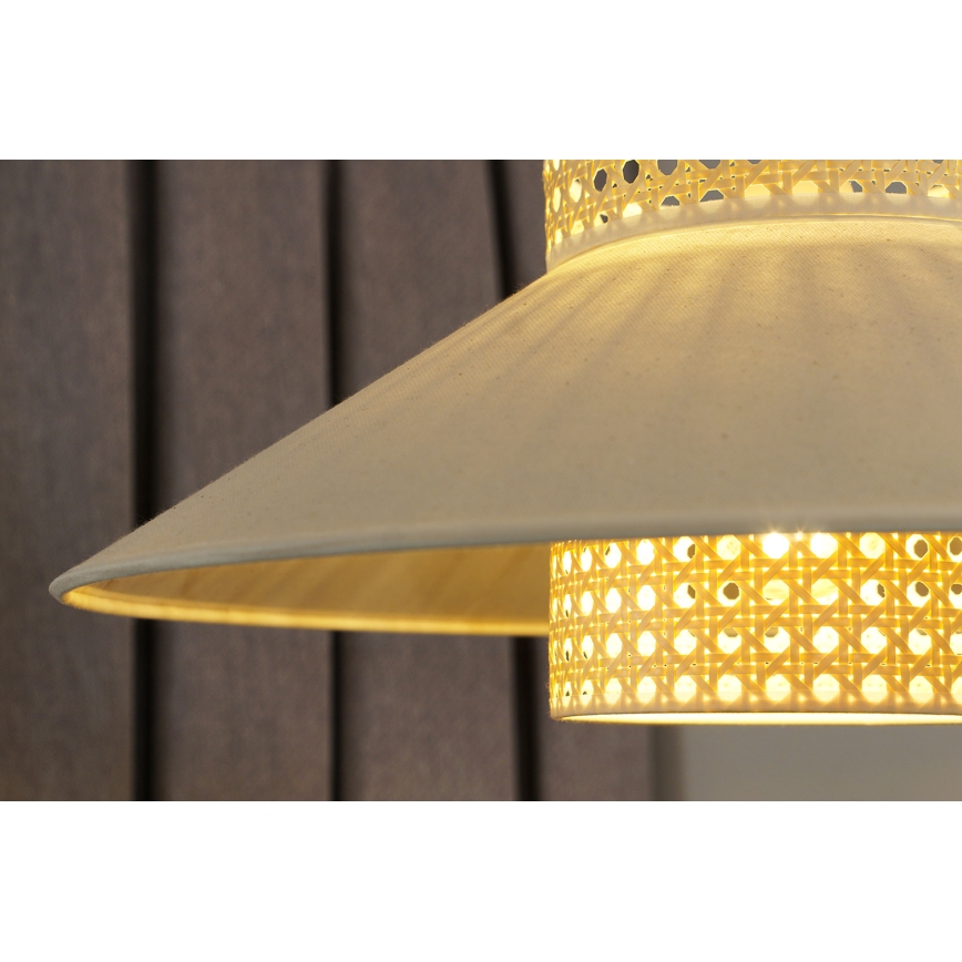 Duolla - Luster na lanku RIO RATTAN 1xE27/15W/230V pr. 45 cm béžová/ratan