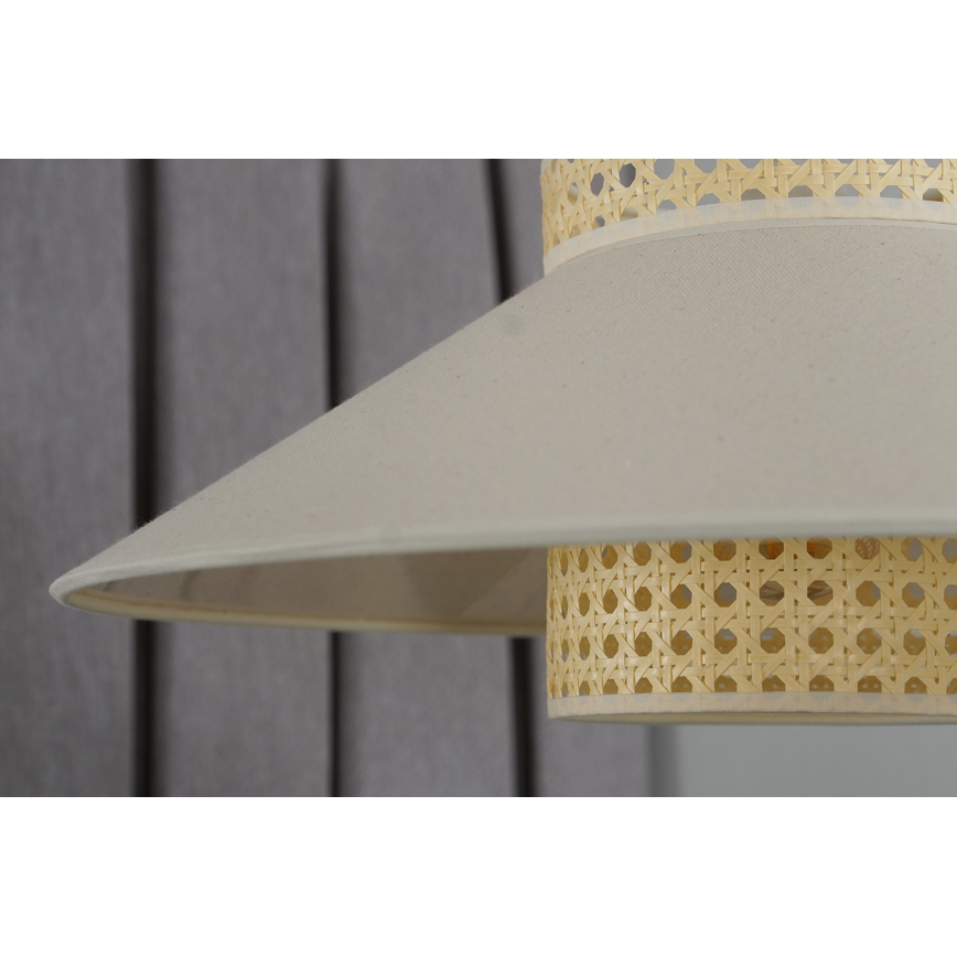 Duolla - Luster na lanku RIO RATTAN 1xE27/15W/230V pr. 45 cm béžová/ratan