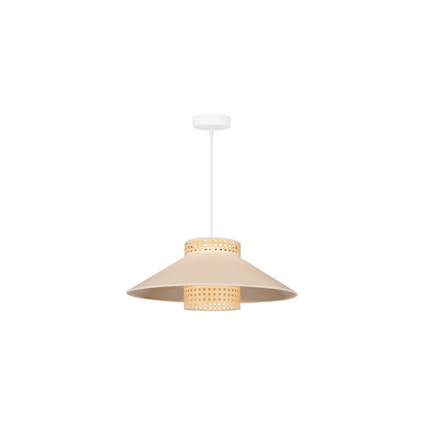 Duolla - Luster na lanku RIO RATTAN 1xE27/15W/230V pr. 45 cm béžová/ratan