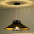 Duolla - Luster na lanku RIO RATTAN 1xE27/15W/230V pr. 45 cm čierna/zlatá