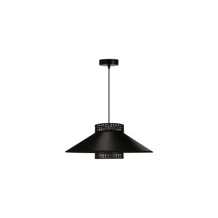 Duolla - Luster na lanku RIO RATTAN 1xE27/15W/230V pr. 45 cm čierna/zlatá