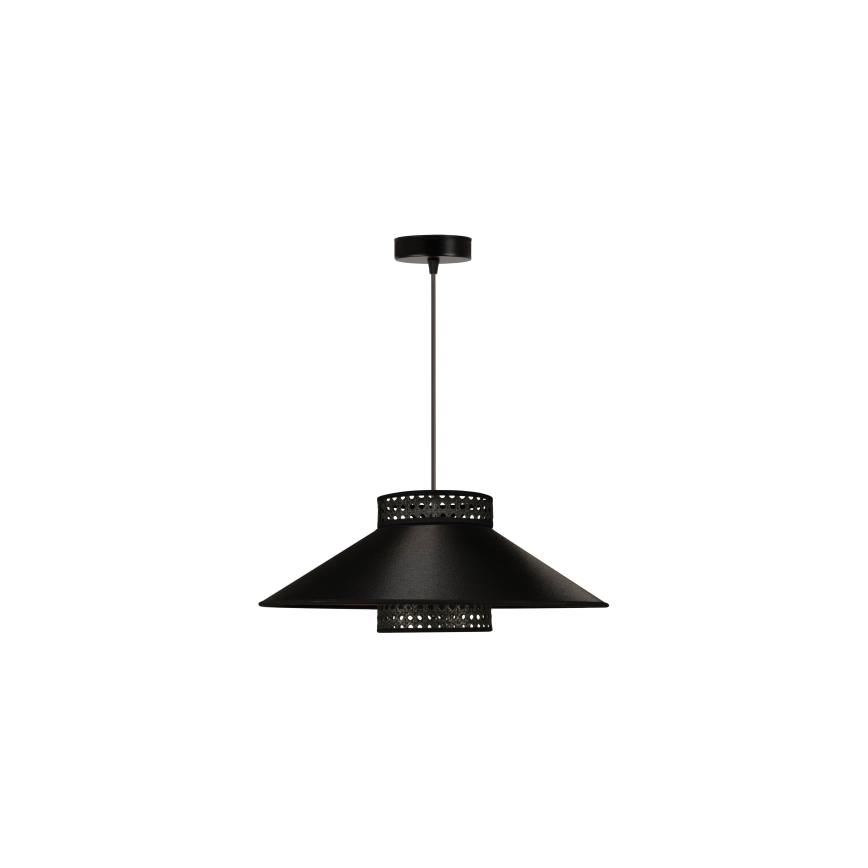 Duolla - Luster na lanku RIO RATTAN 1xE27/15W/230V pr. 45 cm čierna/zlatá