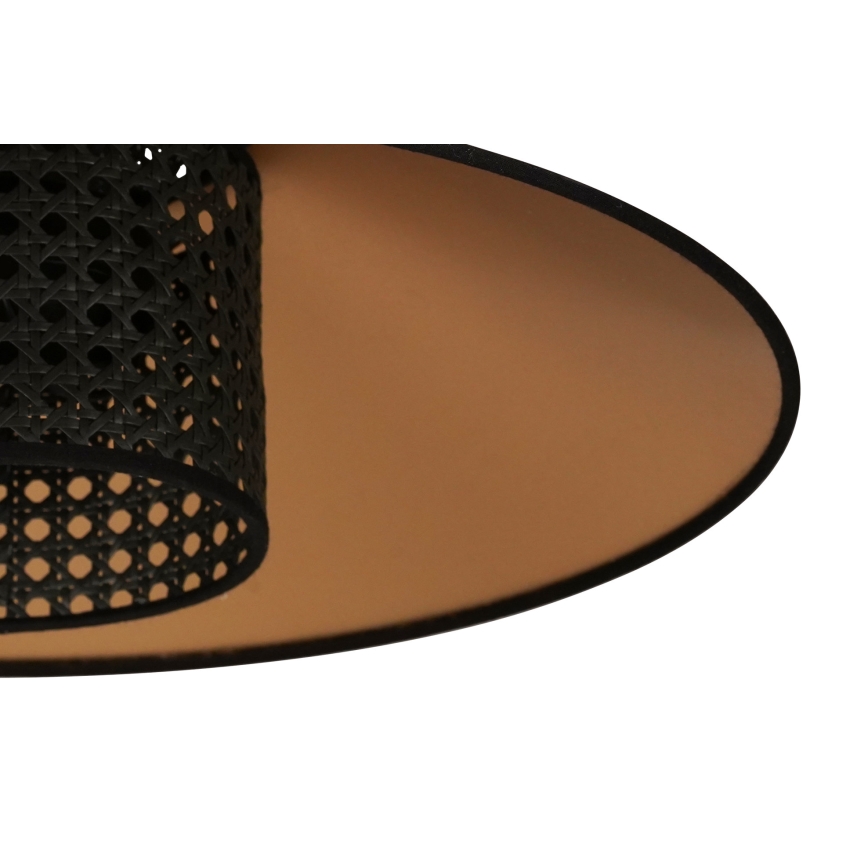 Duolla - Luster na lanku RIO RATTAN 1xE27/15W/230V pr. 45 cm čierna/zlatá