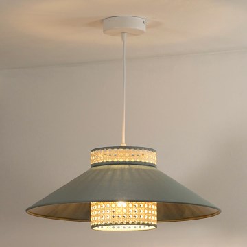 Duolla - Luster na lanku RIO RATTAN 1xE27/15W/230V pr. 45 cm zelená/ratan