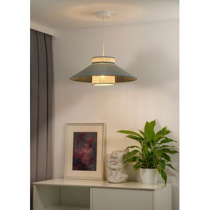 Duolla - Luster na lanku RIO RATTAN 1xE27/15W/230V pr. 45 cm zelená/ratan