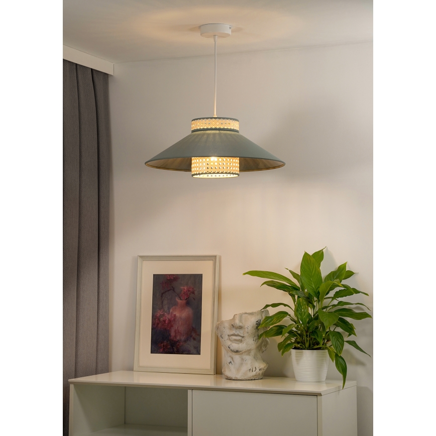 Duolla - Luster na lanku RIO RATTAN 1xE27/15W/230V pr. 45 cm zelená/ratan