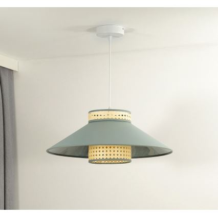 Duolla - Luster na lanku RIO RATTAN 1xE27/15W/230V pr. 45 cm zelená/ratan