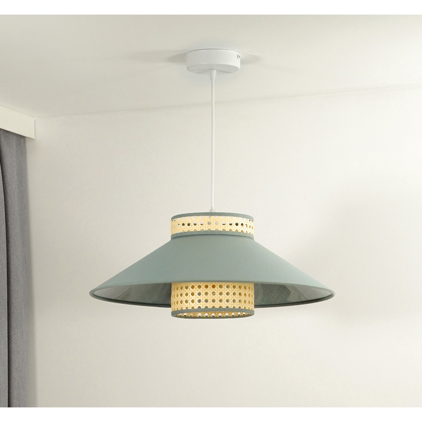 Duolla - Luster na lanku RIO RATTAN 1xE27/15W/230V pr. 45 cm zelená/ratan