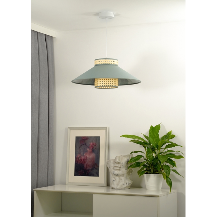Duolla - Luster na lanku RIO RATTAN 1xE27/15W/230V pr. 45 cm zelená/ratan