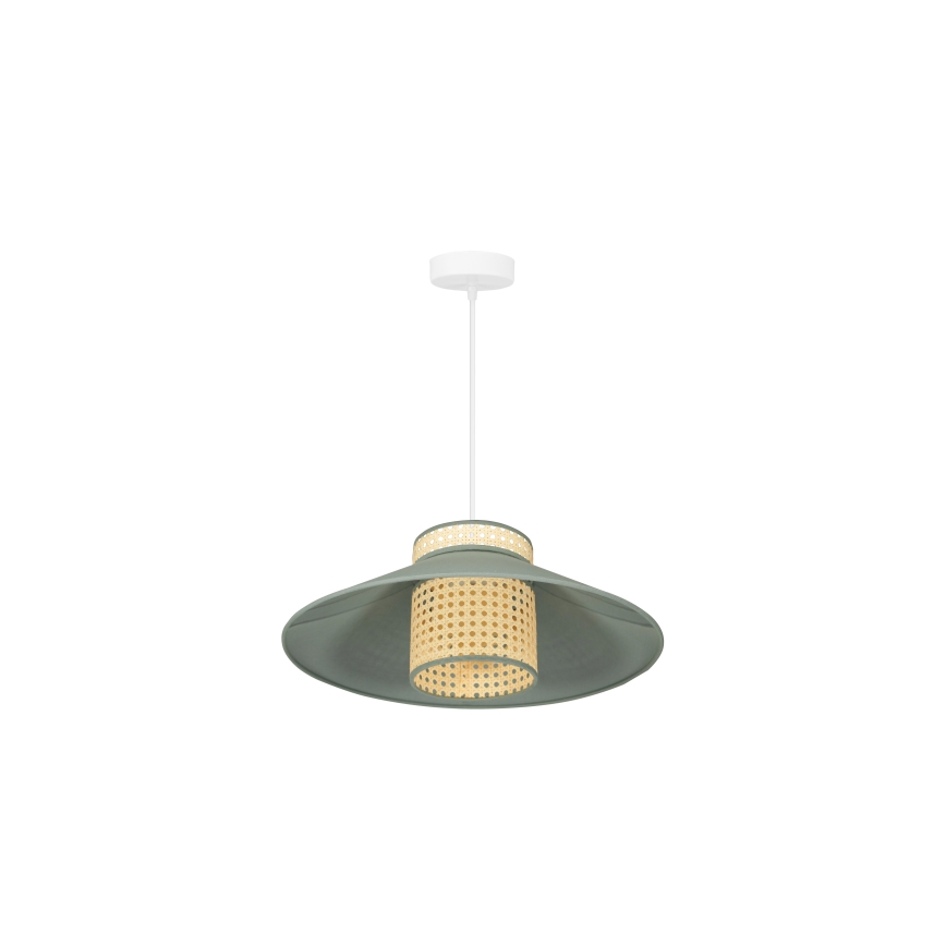 Duolla - Luster na lanku RIO RATTAN 1xE27/15W/230V pr. 45 cm zelená/ratan