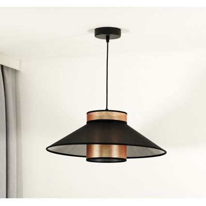 Duolla - Luster na lanku RIO SHINY 1xE27/15W/230V pr. 45 cm čierna/medená