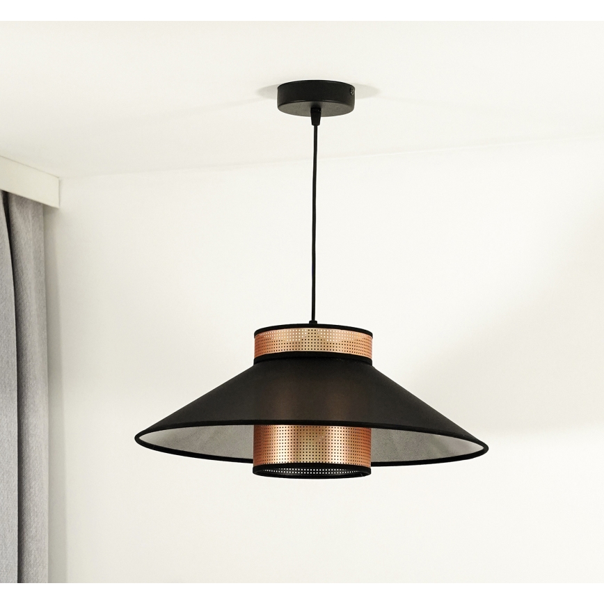 Duolla - Luster na lanku RIO SHINY 1xE27/15W/230V pr. 45 cm čierna/medená