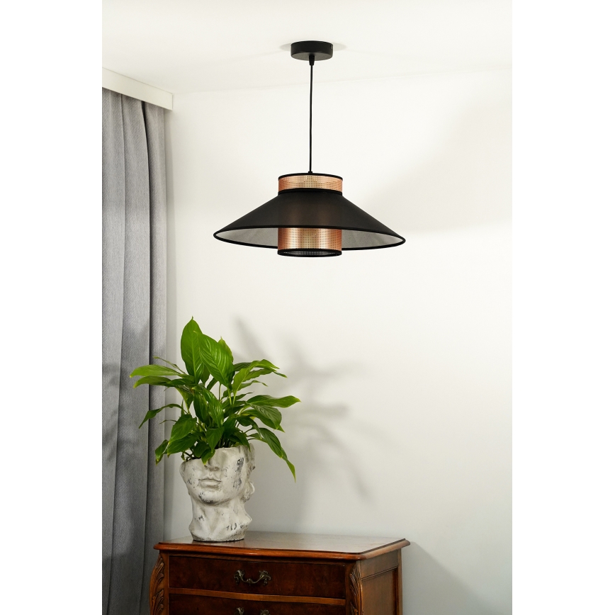 Duolla - Luster na lanku RIO SHINY 1xE27/15W/230V pr. 45 cm čierna/medená