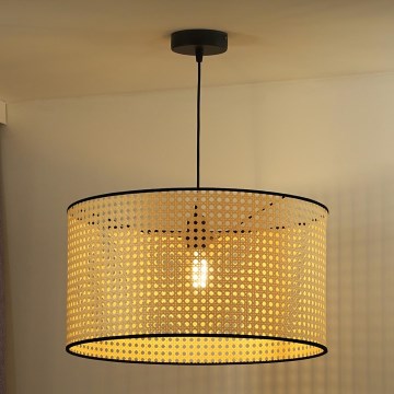 Duolla - Luster na lanku ROLLER 1xE27/15W/230V pr. 45 cm ratan/čierna