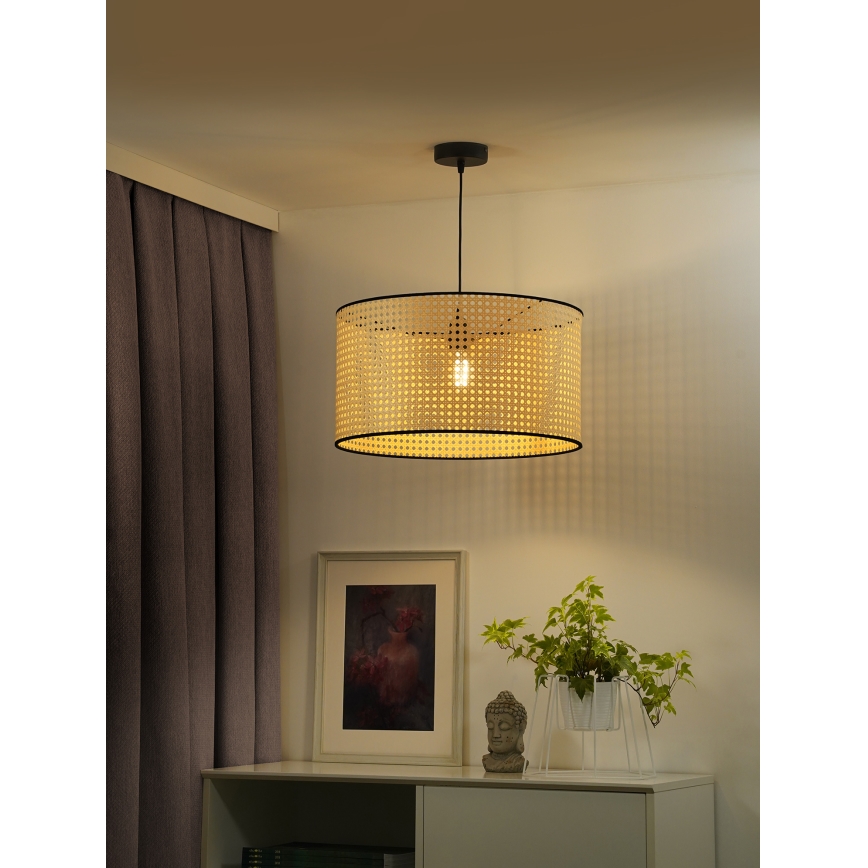 Duolla - Luster na lanku ROLLER 1xE27/15W/230V pr. 45 cm ratan/čierna