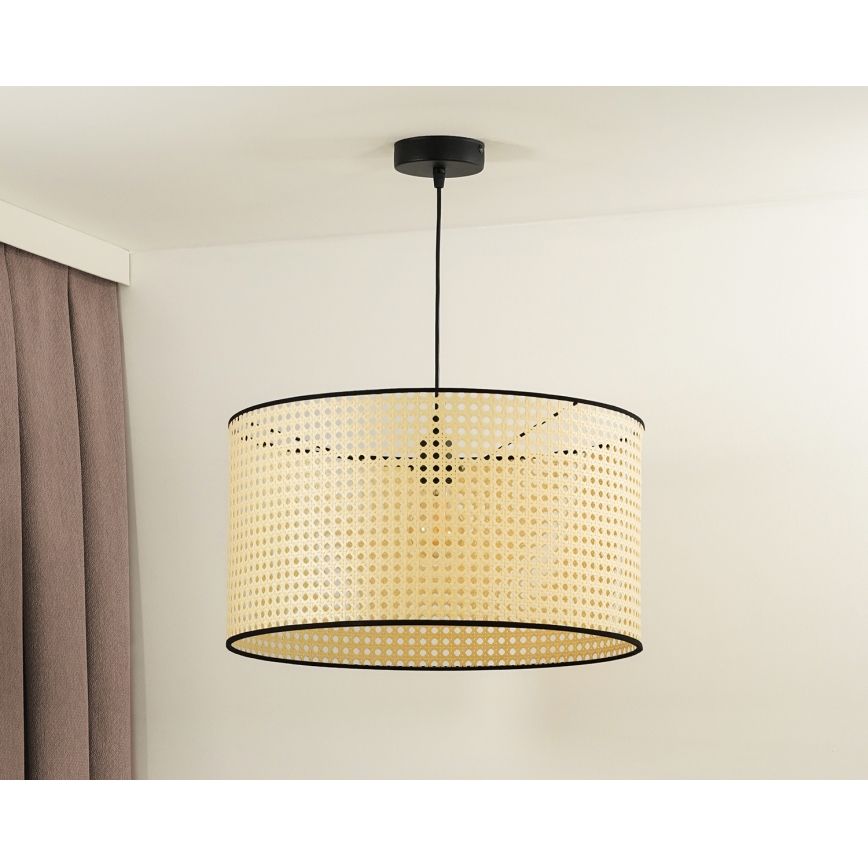 Duolla - Luster na lanku ROLLER 1xE27/15W/230V pr. 45 cm ratan/čierna