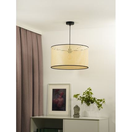 Duolla - Luster na lanku ROLLER 1xE27/15W/230V pr. 45 cm ratan/čierna