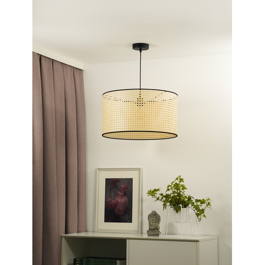 Duolla - Luster na lanku ROLLER 1xE27/15W/230V pr. 45 cm ratan/čierna