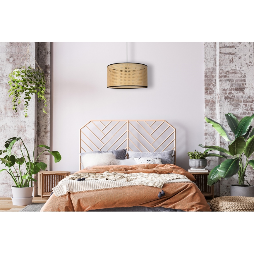 Duolla - Luster na lanku ROLLER 1xE27/15W/230V pr. 45 cm ratan/čierna