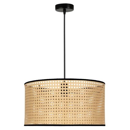 Duolla - Luster na lanku ROLLER 1xE27/15W/230V pr. 45 cm ratan/čierna